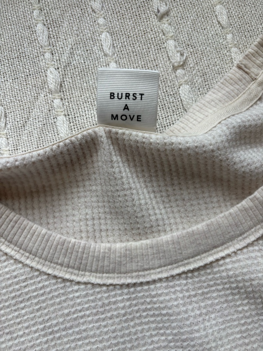 Offline by Aerie Waffle Knit Cream Oatmeal Long Sleeve Top Oversized Cozy Size L - Picture 7 of 14